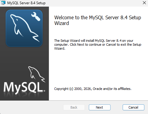 MySQL Server 8.4 Setup Wizardの開始画面